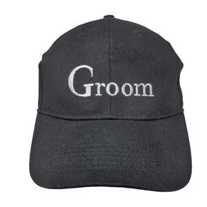Unbranded Men's Stretchy Hat Black Size OSFM Wedding Groom Embroidered Logo